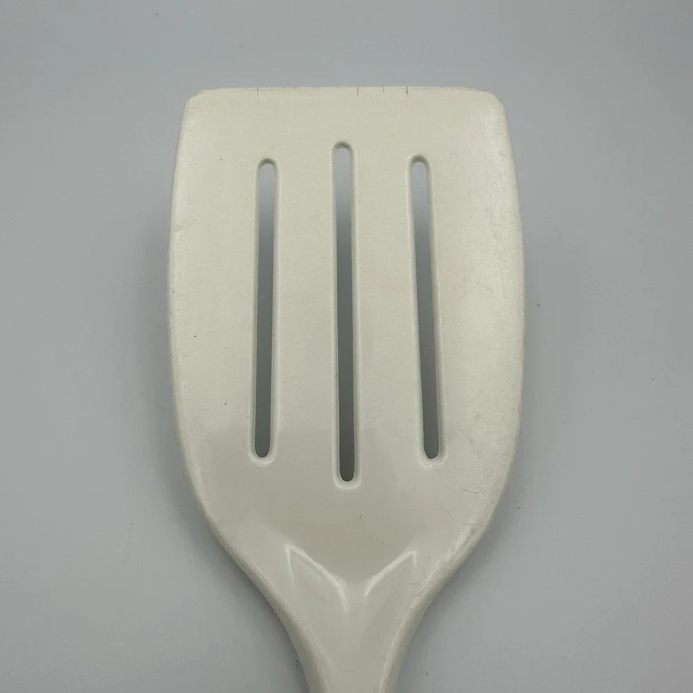 Vintage‎ PEDRINI Italy Long Slotted Spatula Flipper Turner White w/ Black Handle